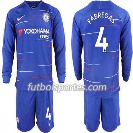 Camisetas Chelsea Cesc Fabregas 4 Niño Primera Equipacion 2018/2019 Manga Larga